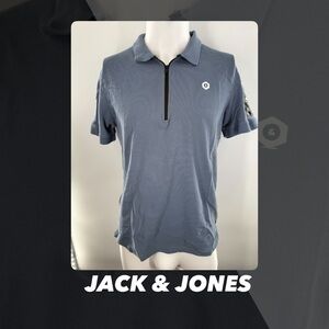 EUC Jack & Jones Core JJ90 Zip Neck Polo